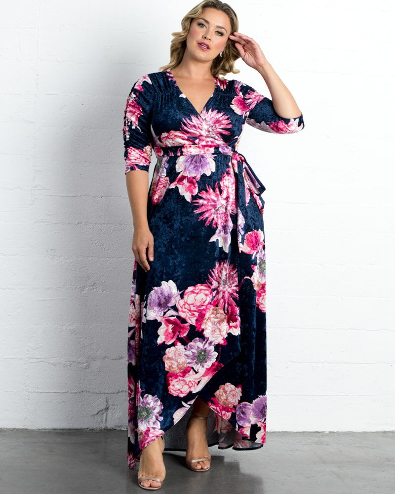 Cara Velvet Long Wrap Gown, , alternate image number 7