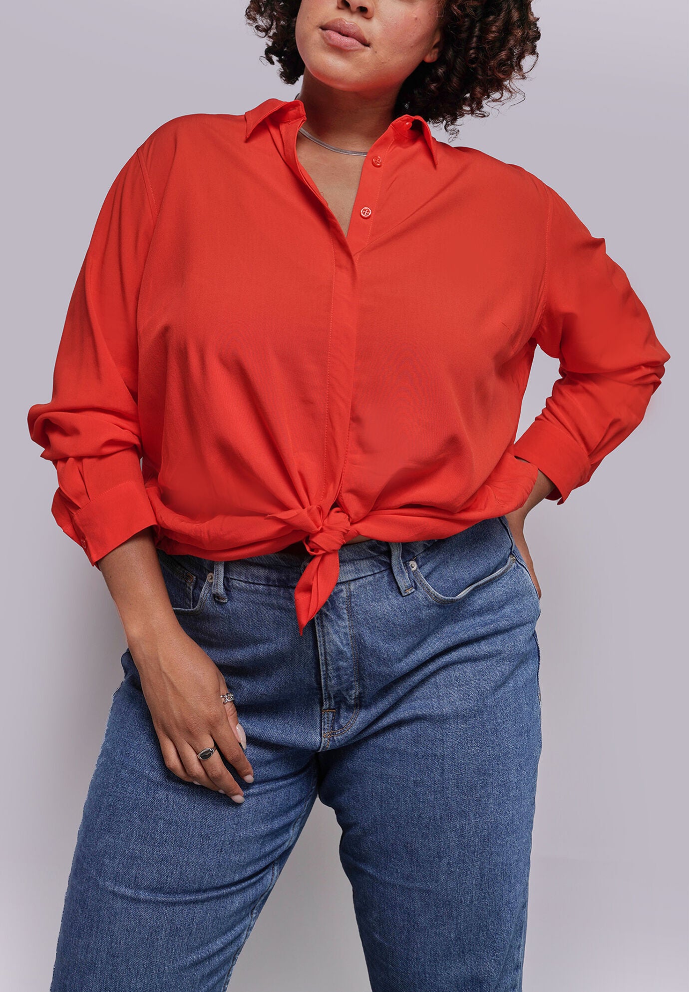 The Empower Long Sleeve Bow Button Up, CHILIBLACK / Red, alternate image number 4