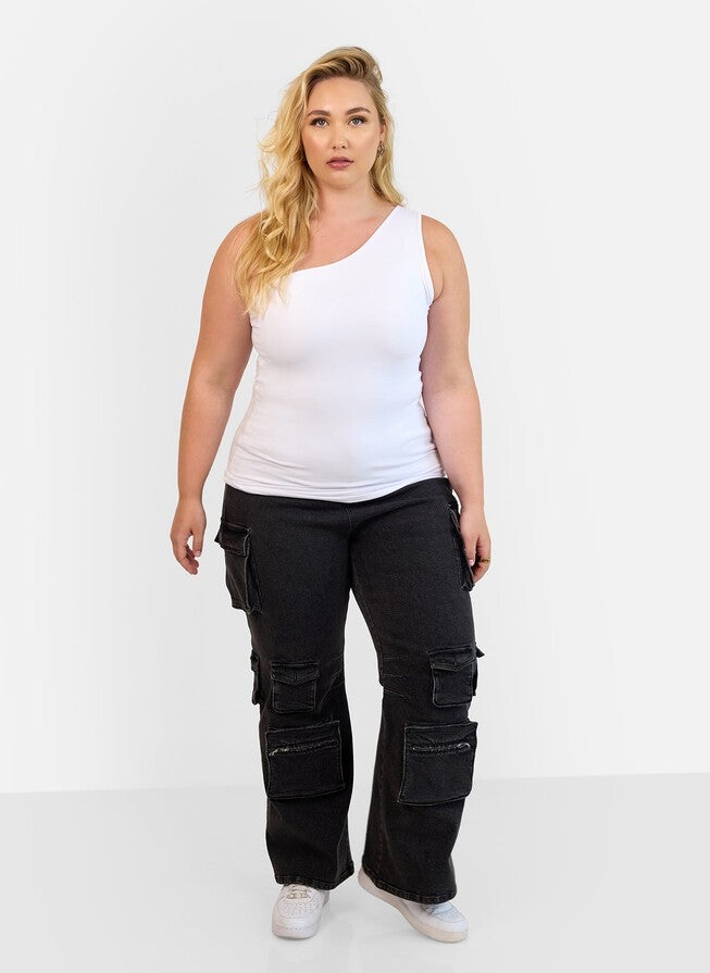 ESSENTIAL SINGLE SLEEVE TOP, White / White, alternate image number 1