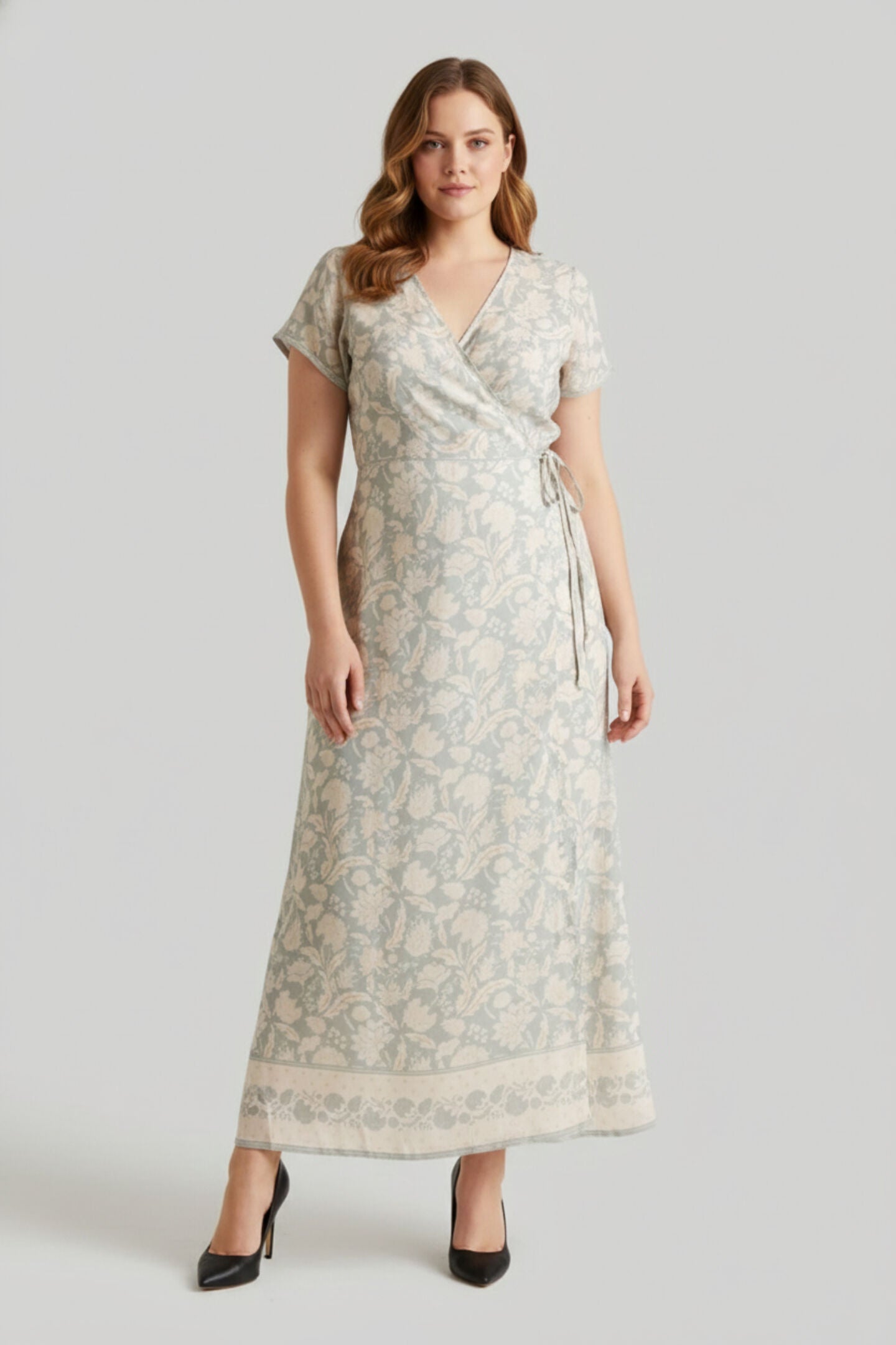 Maxi Wrap Dress in Blue Florals, C14  Vintage bouquet blue / Light Blue, hi-res image number 0