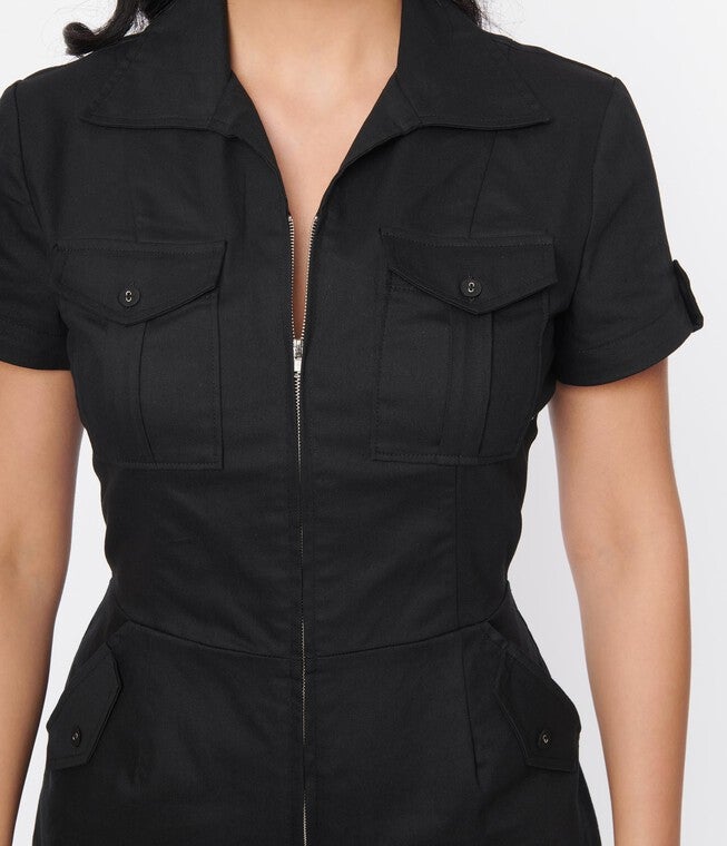 Unique Vintage Black Mia Romper, Black / Black, alternate image number null