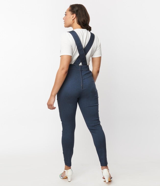 Unique Vintage Dark Denim Overalls, , alternate image number null