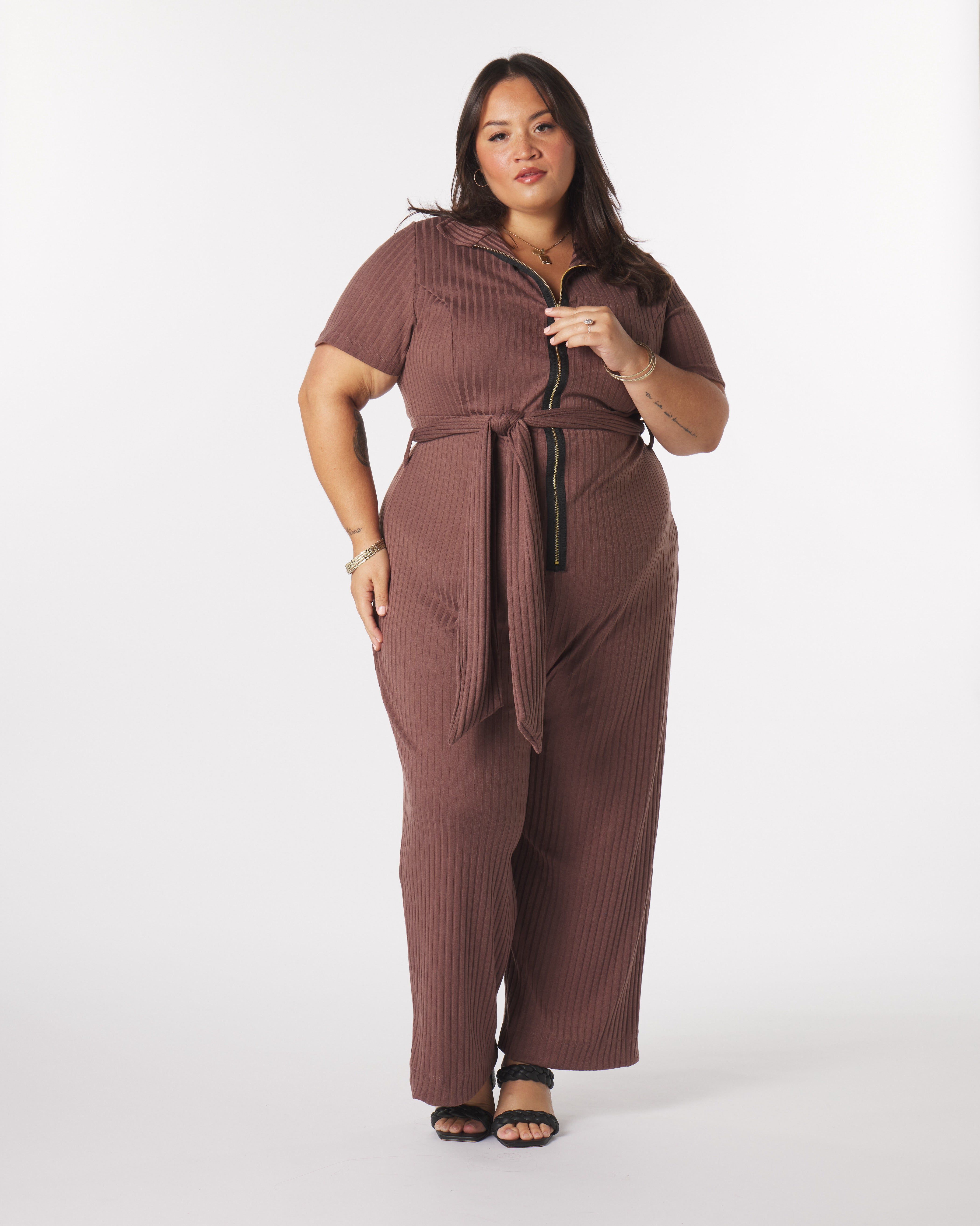 Lucia Belted Jumpsuit, Acorn / Brown, alternate image number 4