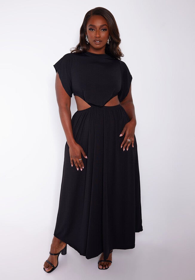 Sydney Cut Out Maxi A Line Dress, Black / Black, alternate image number 1