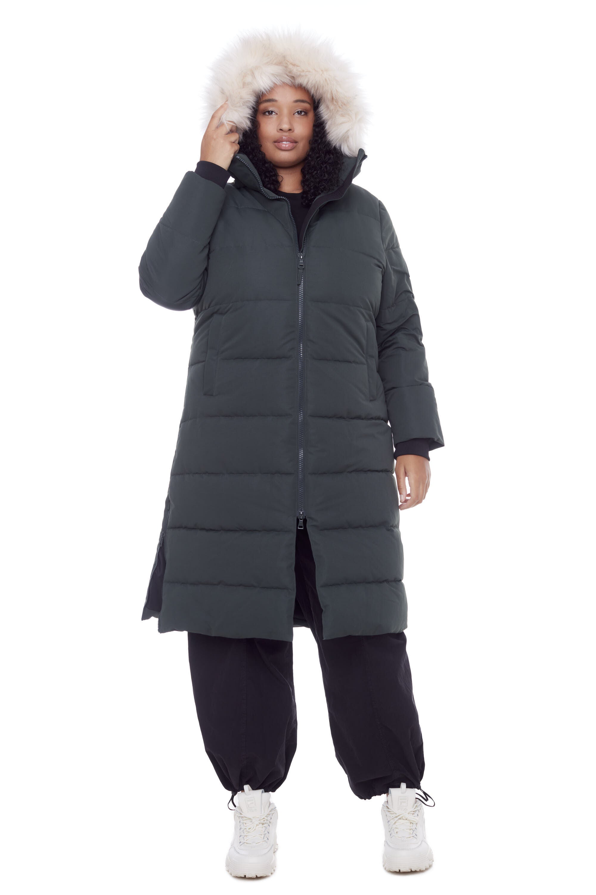 Women&#39;s Plus Size - KLUANE | Vegan Down Recycled Ultra Long Winter Parka, Water Repellent, Green / Quetzal Green, alternate image number 1