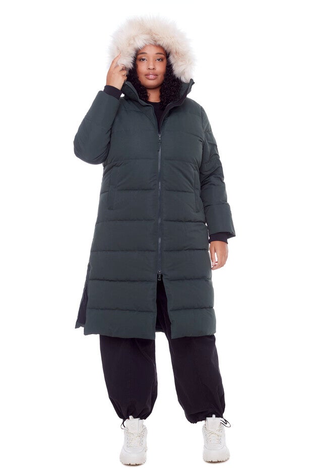 Women's Plus Size - KLUANE | Vegan Down Recycled Ultra Long Winter Parka, Water Repellent, Green / Quetzal Green, alternate image number 1