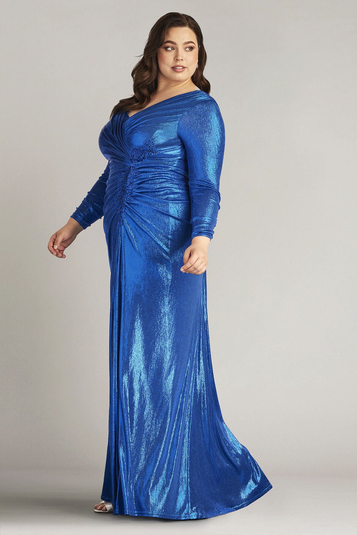Voll Draped Metallic Jersey Gown - PLUS SIZE, PACIFIC BLUE / see-description, alternate image number 3