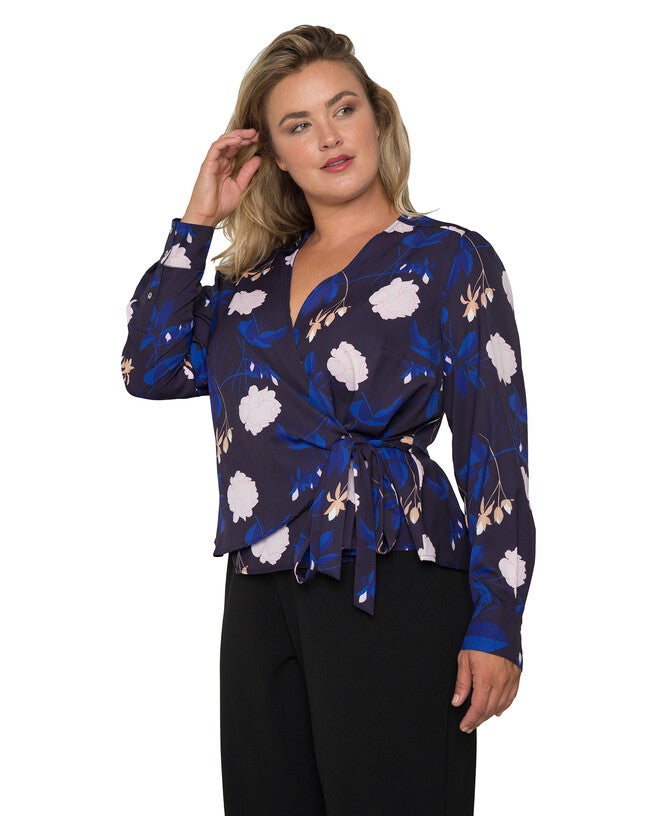 Standards & Practices Wrap Tie Long Sleeve Blouse, , alternate image number 6