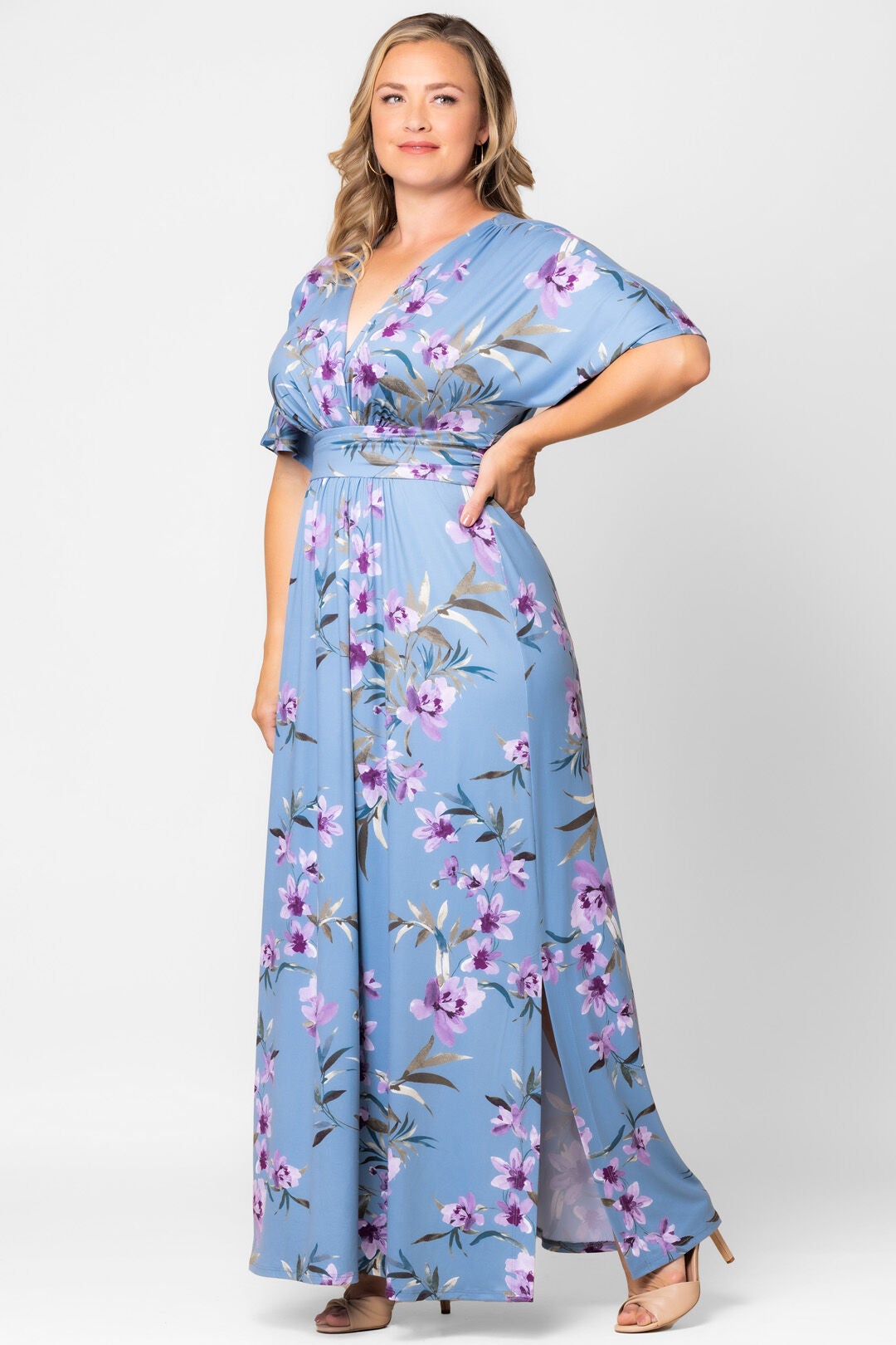 Vienna Maxi Dress, Dreamy Blue Florals / Azure Blue, alternate image number 3