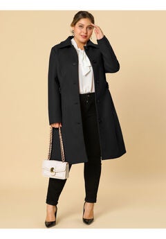 SINGLE BREASTED BELTED WINTER LONG COAT