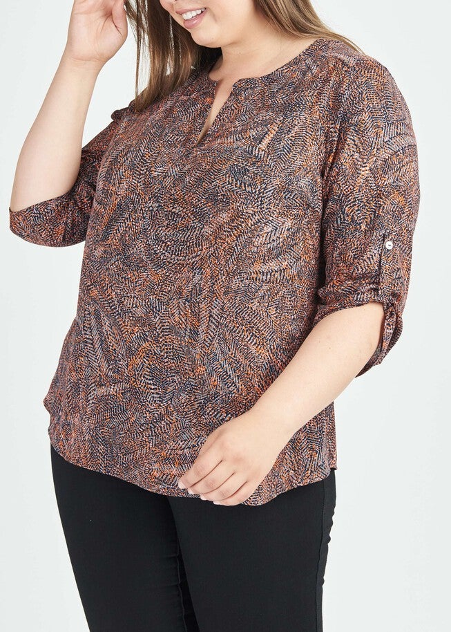 Gabriella 3/4 Roll-Tab Sleeve Blouse, , alternate image number null