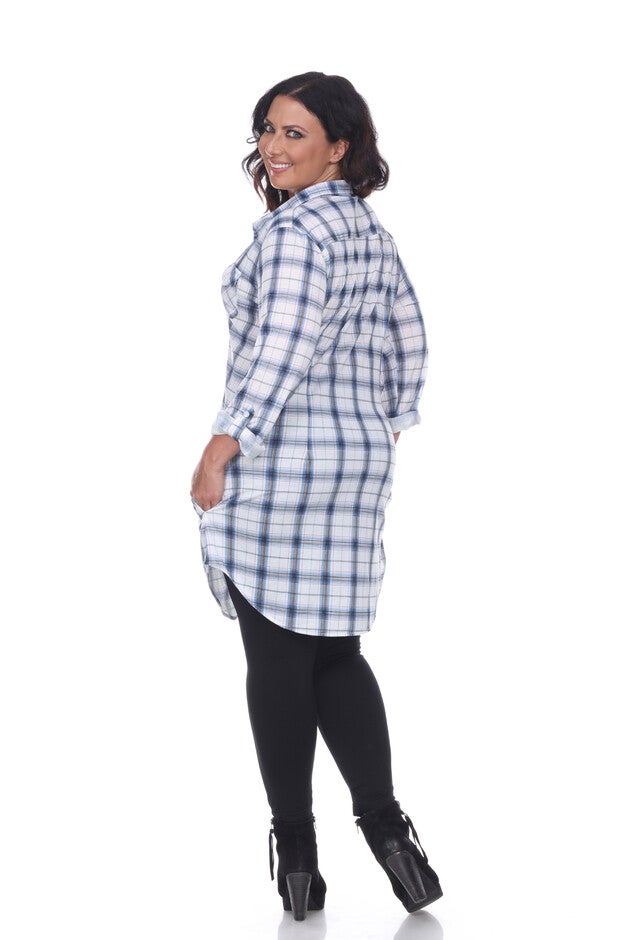 Piper Stretchy Plaid Tunic, blue white / Light Blue, alternate image number null