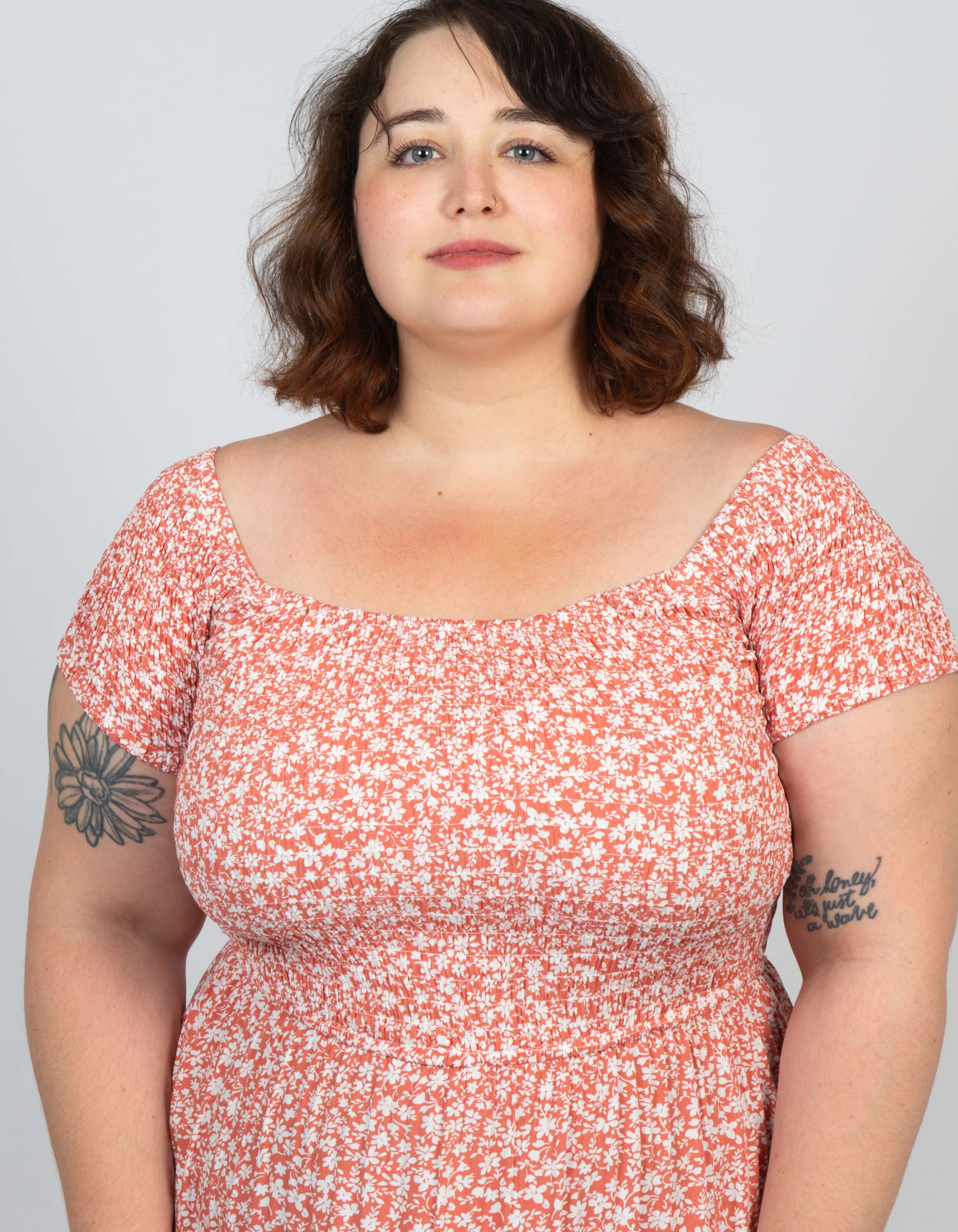 Daphne Midi Dress On-Off Shoulders Side Slit Floral, , alternate image number 6