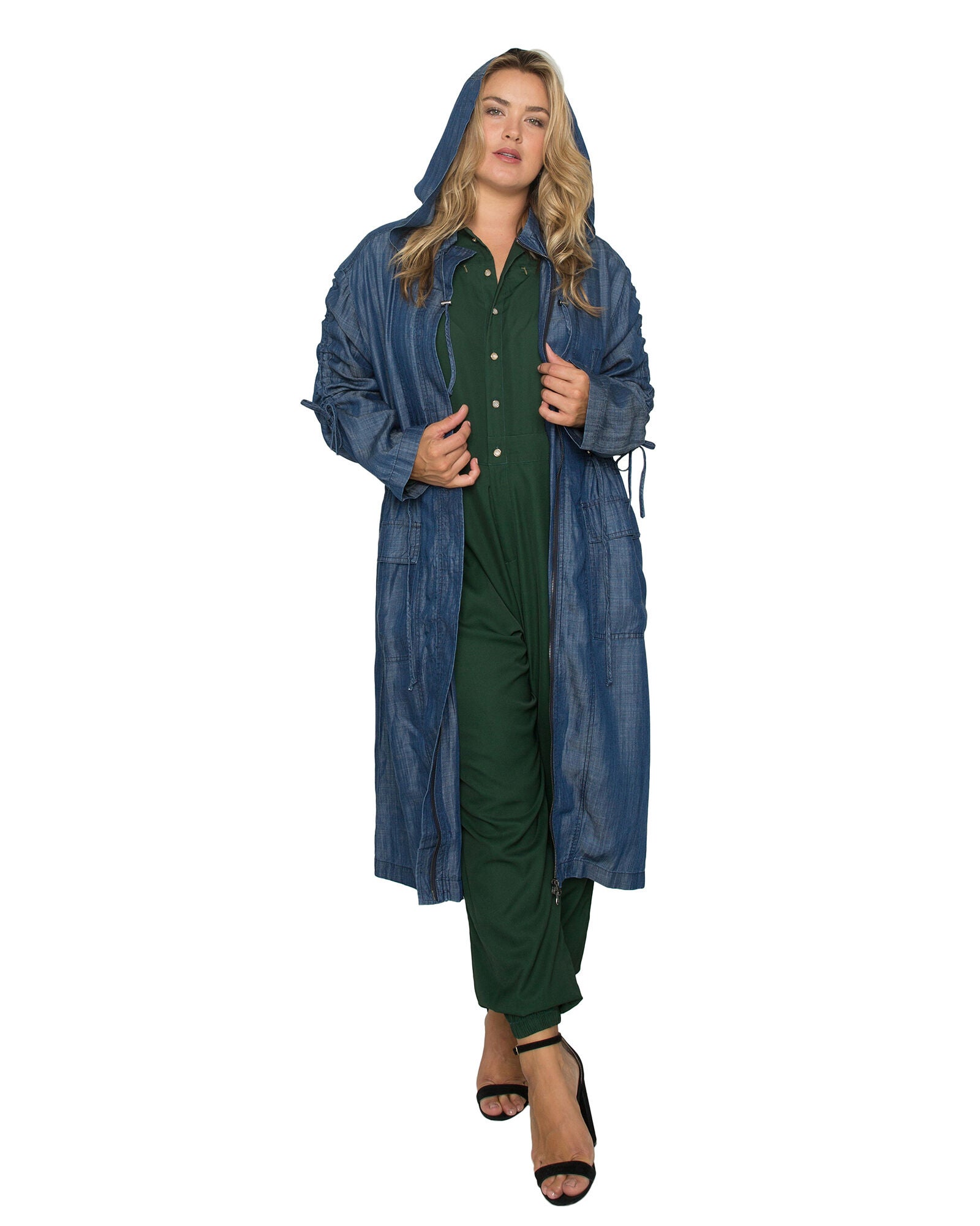 Pippa Hooded Long Anorak Jacket, Dark Indigo / Medium Wash, hi-res image number 0