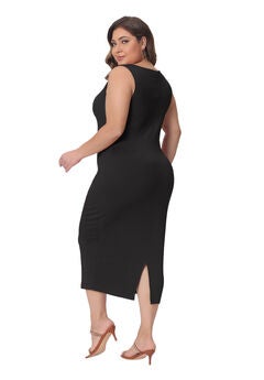 SLEEVELESS SQUARE NECK BODYCON SUNDRESS MIDI TANK DRESS