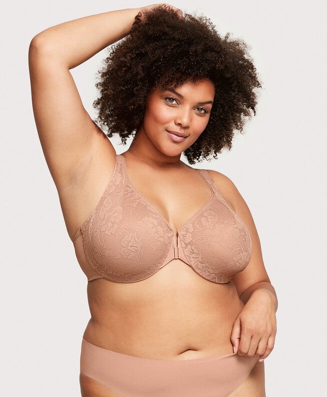 Lacey T-Back Front-Closure WonderWire Bra, Cappuccino / Taupe, hi-res image number 0