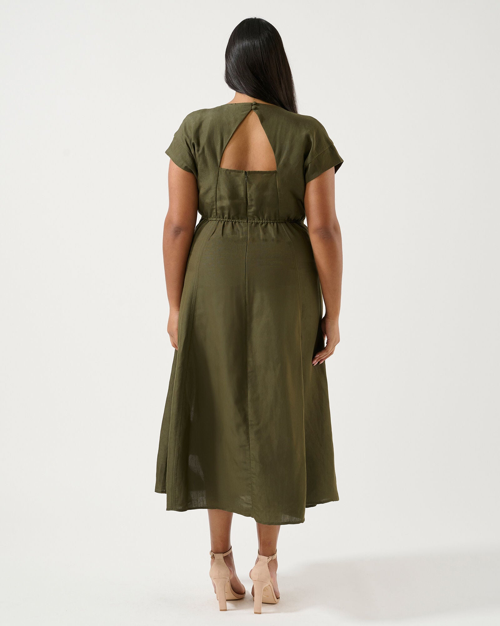 Aubrey V-Neck Dress, Olive / Olive Green, alternate image number 4
