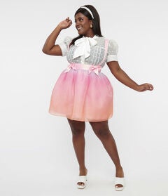 Unique Vintage Pastel Rainbow Ombre Tulle Suspender Mini Skirt