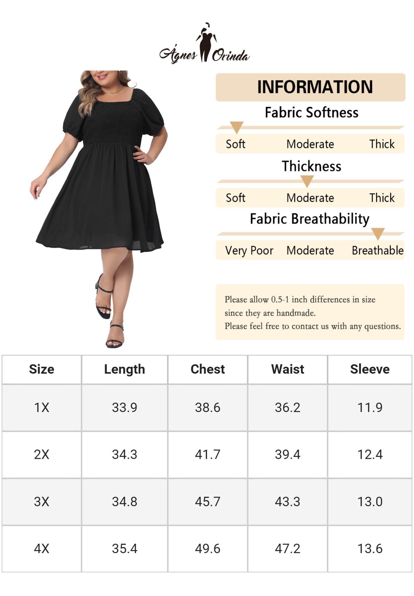 Smocked Square Neck Short Sleeve Stretchy Midi Dress, Black / Black, alternate image number 2
