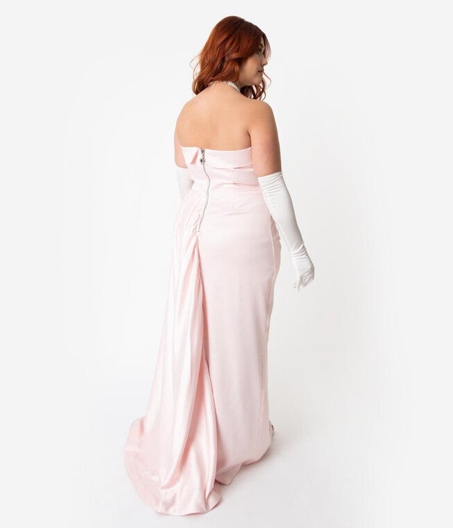 Barbie™ x Unique Vintage Pink Satin Strapless Enchanted Evening Gown, Light Pink / Pink, alternate image number 2