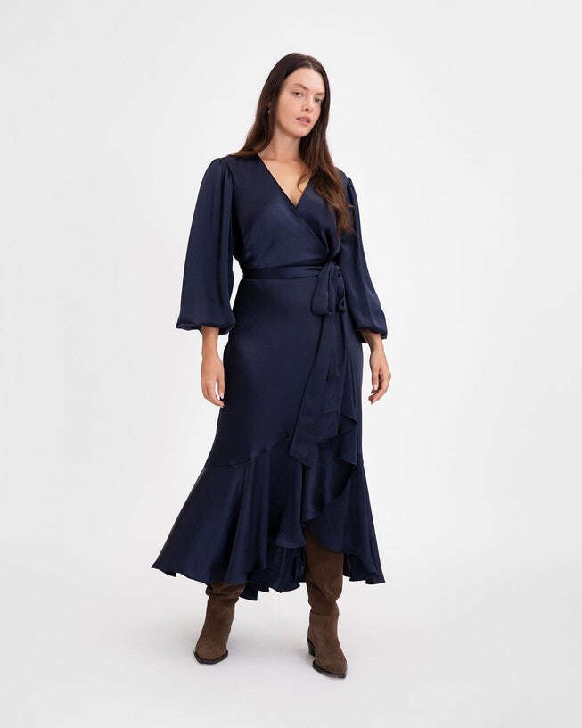 Long Sleeve Blaire Dress, Anthracite / Navy, alternate image number 2