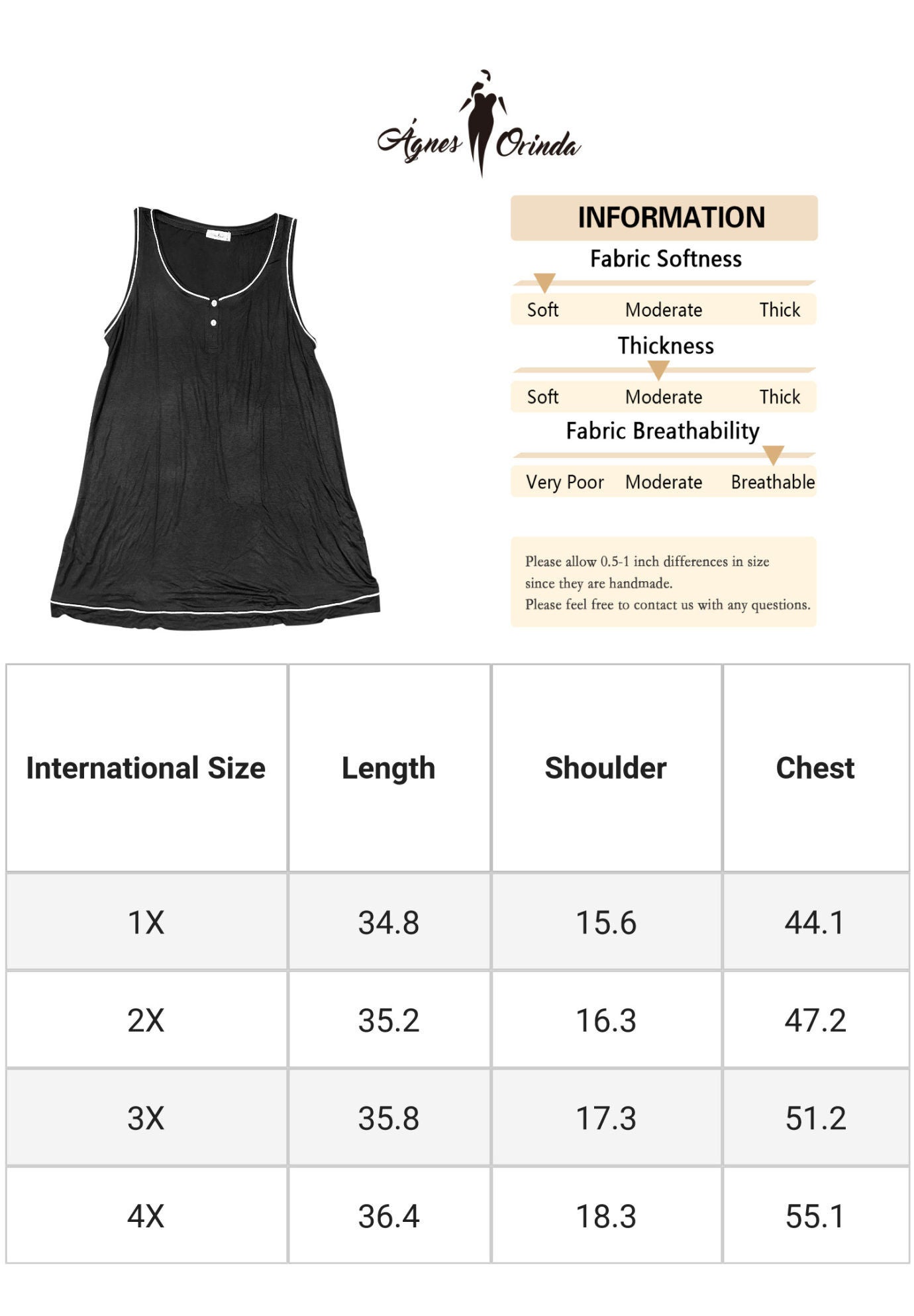 Sleeveless Round Neck Lounge Sleep Dress, Black / Black, alternate image number 4