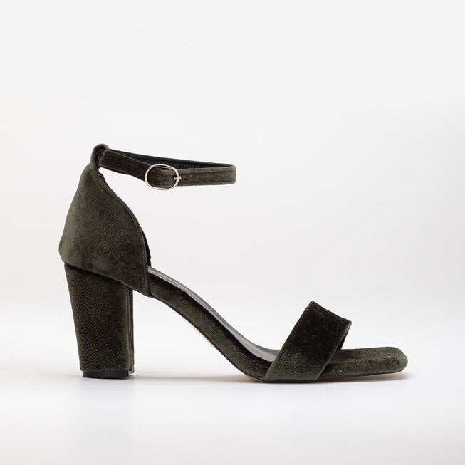 JESS - OLIVE GREEN VELVET SANDALS, OLIVE GREEN / Olive Green, hi-res image number 0