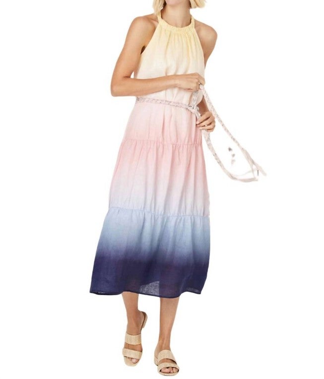 PFEIFFER LINEN DRESS IN SUNRISE DIP DYE, Sunrise Dip Dye / Pink, hi-res image number null