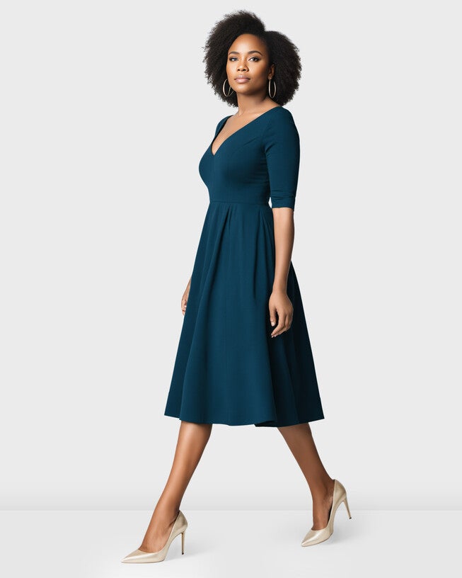 Cotton Jersey Fit And Flare Dress, Blue / Cobalt, alternate image number null