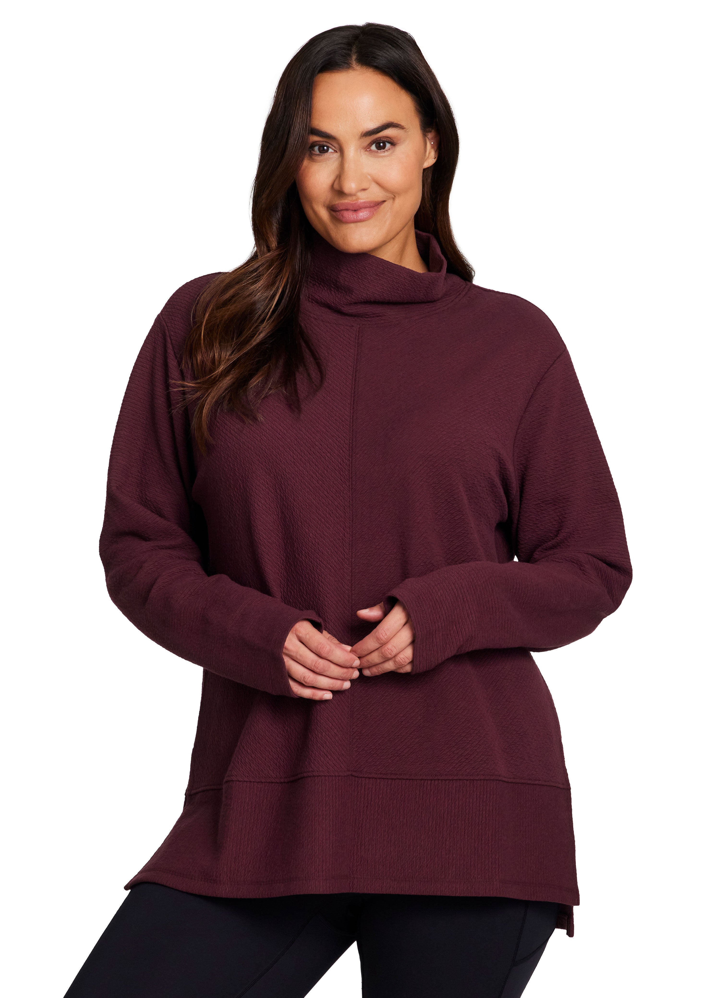 Studio Jacquard Mock Neck Pullover, Burgundy / Burgundy, hi-res image number 0