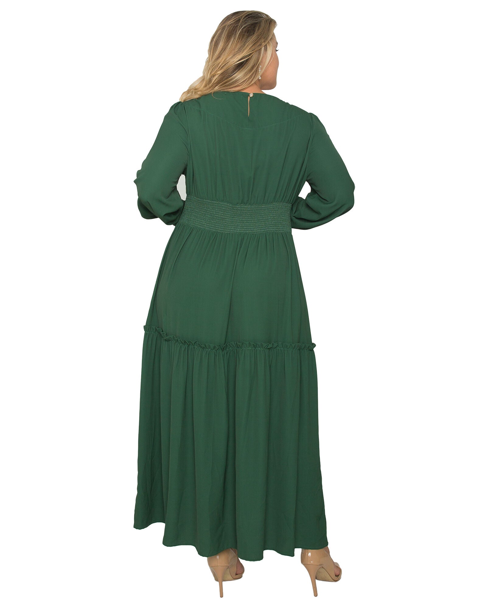 Plus Size Zina Smocked Waist Long Sleeve Maxi Dress, , alternate image number 5