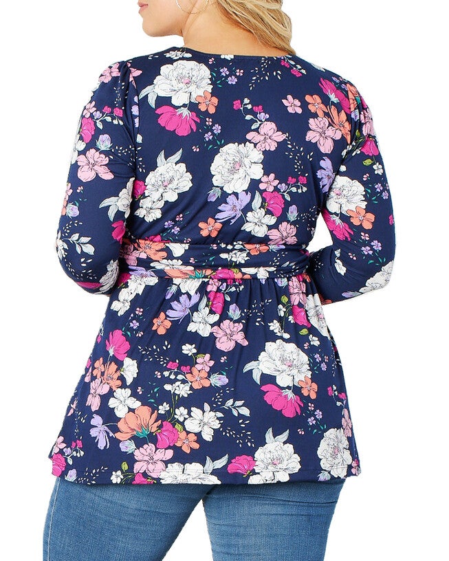 Delilah Top, VIBRANT GARDEN PRINT / Navy, alternate image number null