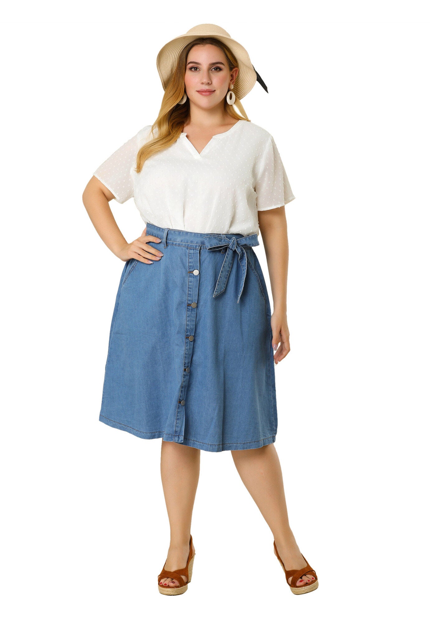 Swiss Dots Notched Neck Short Sleeve Basic Blouse, White / White, alternate image number 3