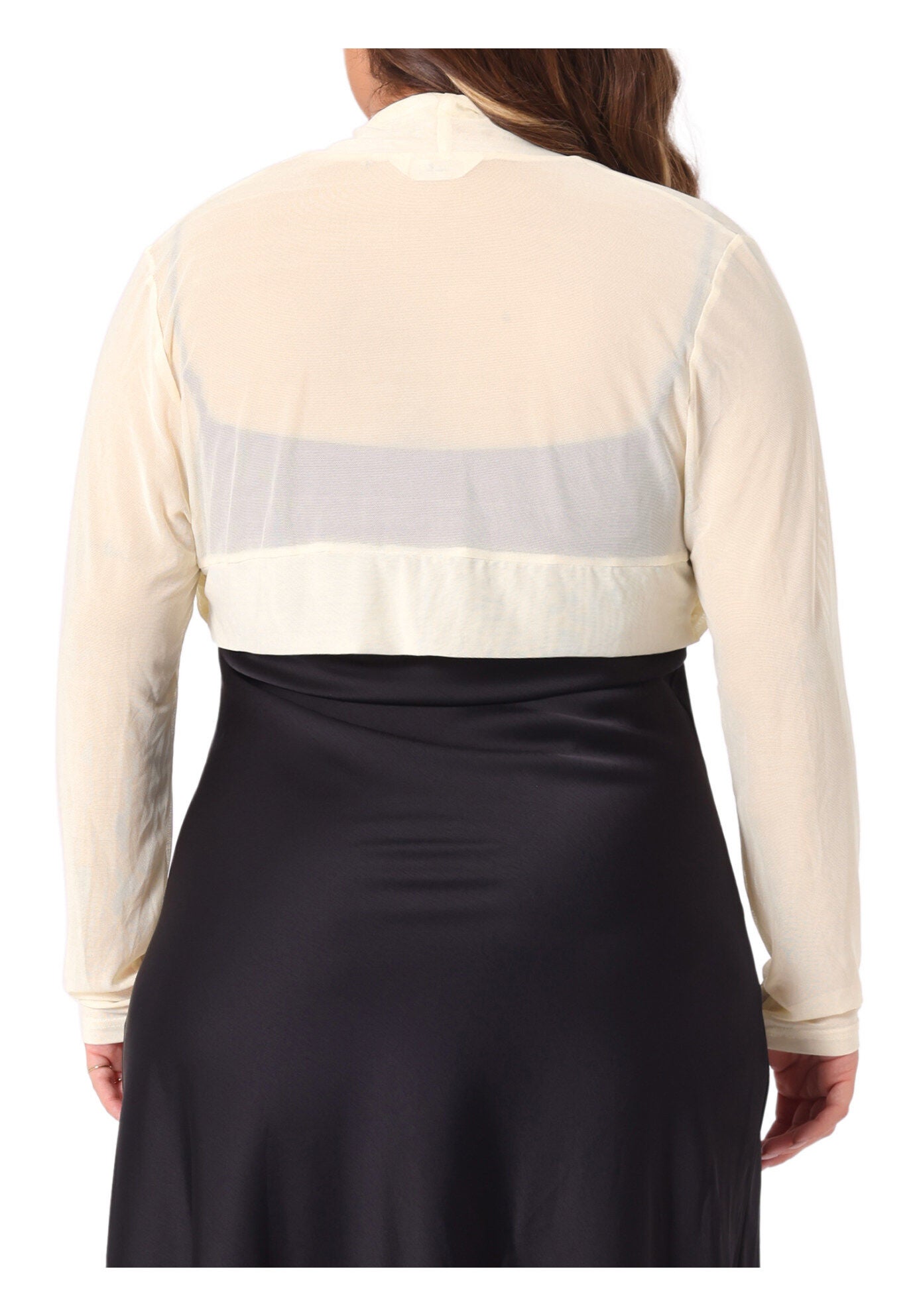 LONG SLEEVE SHEER BOLERO SHRUG MESH CROP CARDIGAN, Beige / Beige, alternate image number 4