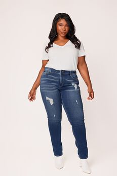 Denim High Rise Boyfriend Jeans Rolled in 28" Inseam