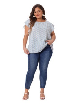 Summer Top Floral Tie Waist Short Sleeves Casual Blouse