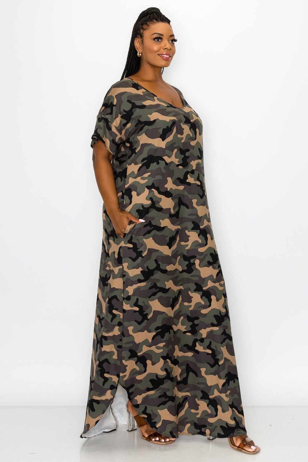 KATT CAMO POCKET MAXI DRESS, , alternate image number 6