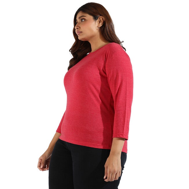 Red Round Neck Tee, Red / Red, alternate image number 1