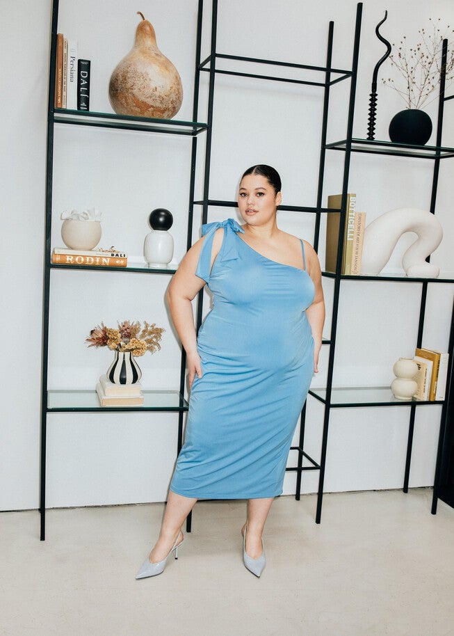 One Shoulder Bodycon Dress, Blue / Cornflower Blue, hi-res image number 0