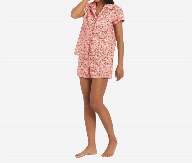 LIBERTY PRINT FLORAL COTTON CLASSIC SHORT PJ SET IN ANOKI ROSE, , alternate image number null