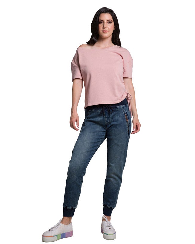 Candice Women's Plus Size Knit Skinny Utility Pocket Jogger Pant, 2319 Impwrial / Dark Wash, alternate image number 2