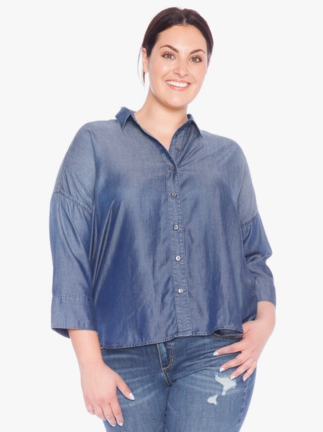 Scarlett Oversized Button Down Shirt, SKY / Light Wash, alternate image number 1