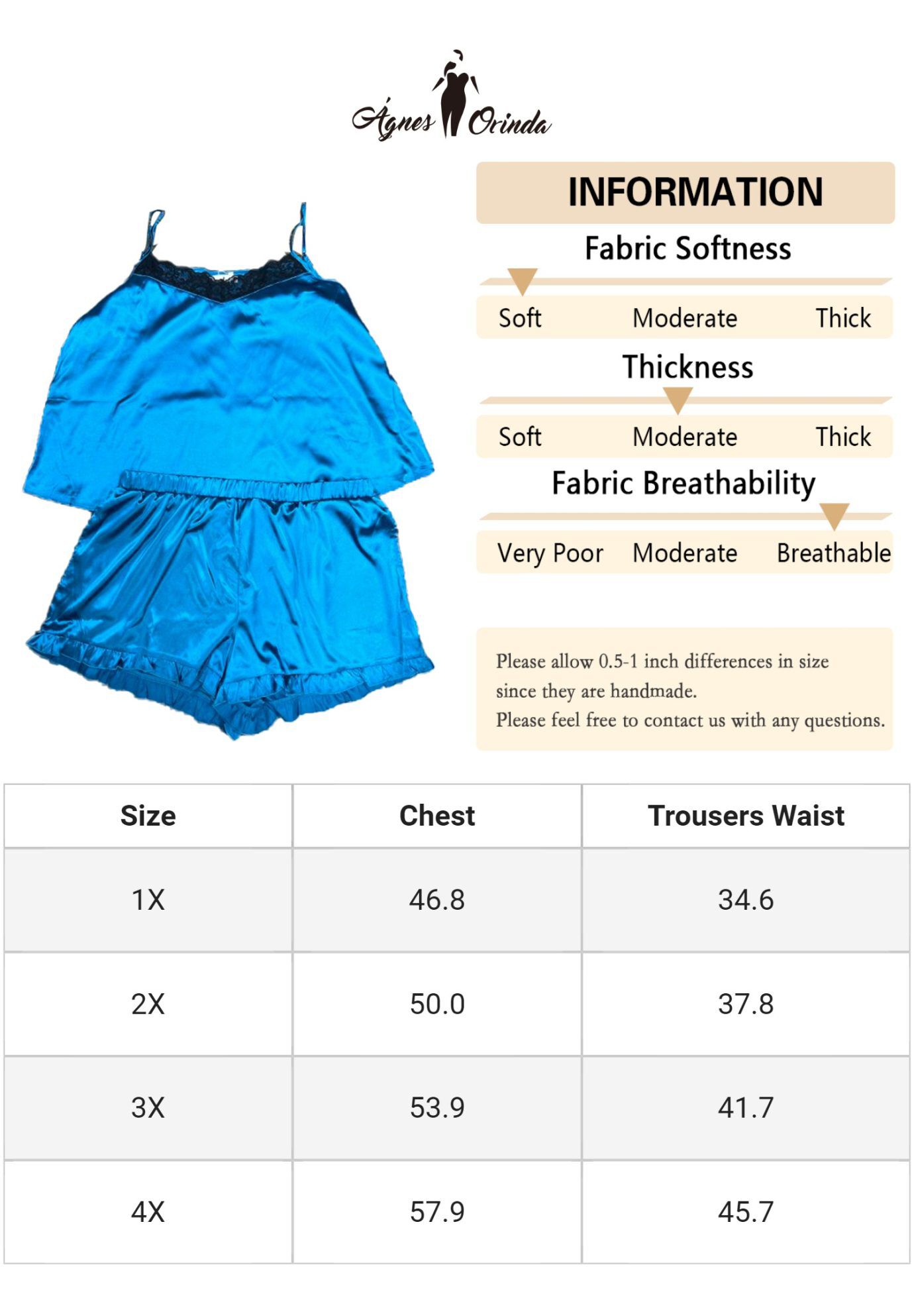 LINGERIE SLEEPWEAR 2 PIECE CAMI SHORTS PAJAMA SET, Lake Blue / Azure Blue, alternate image number 4