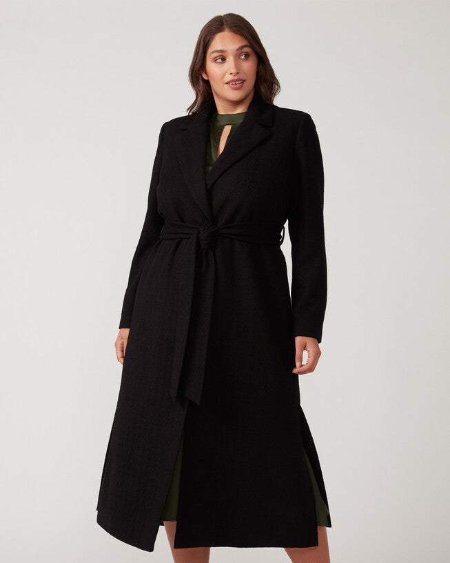 CHARMED ROBE COAT, Black / Black, alternate image number 1