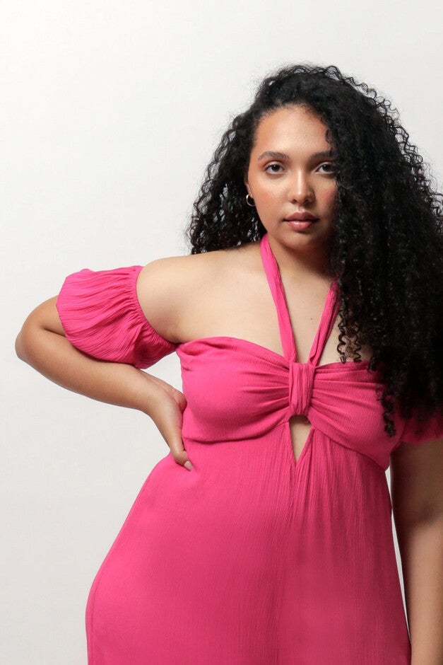 Amelia Off The Shoulder Jumpsuit, Beetroot Purple / Pink, alternate image number 1