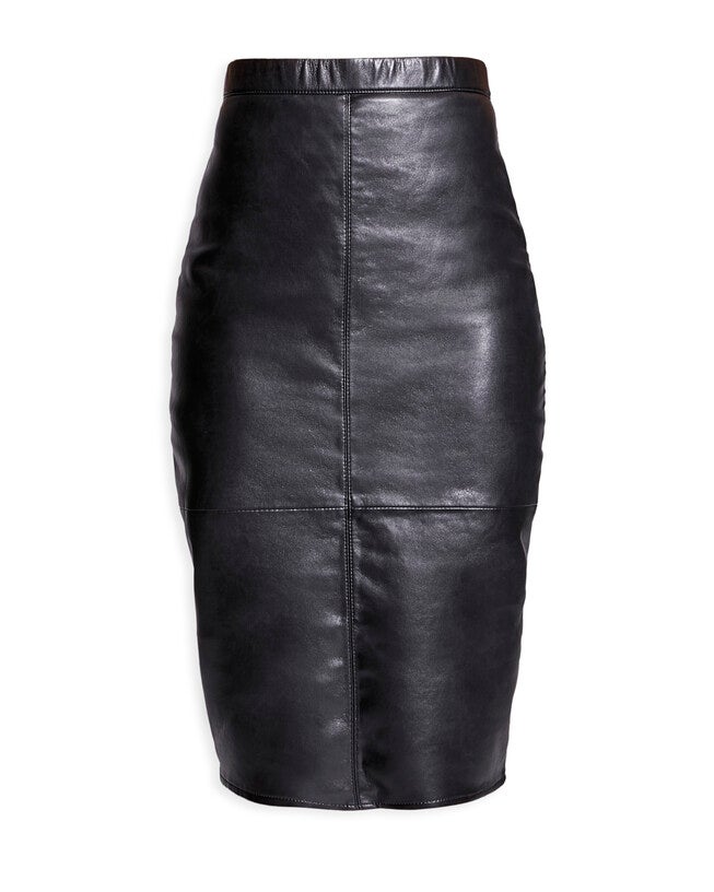 Port Elizabeth Recycled Leather Skirt, Black / Black, hi-res image number 0
