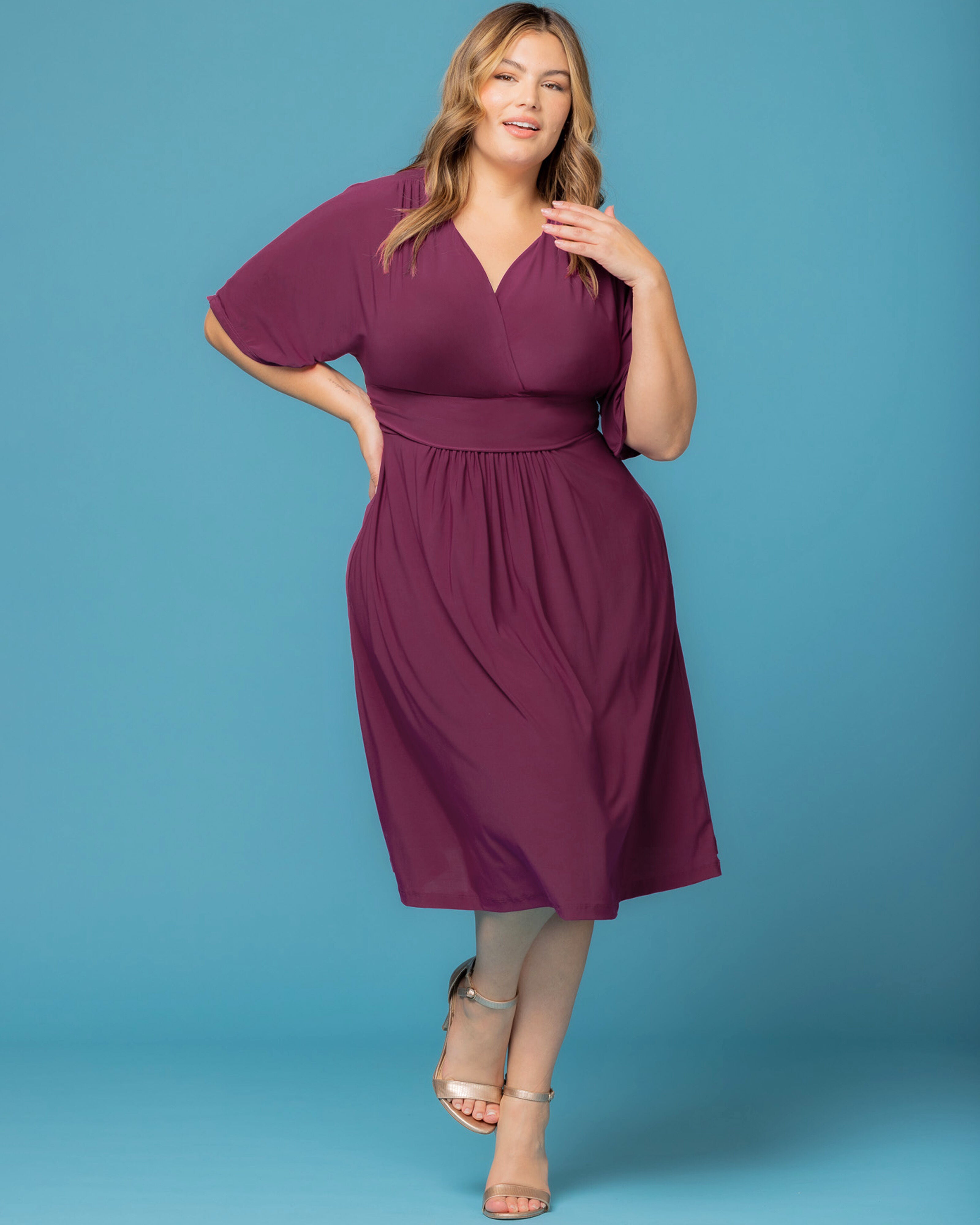 Gia Midi Dress, AZALEA / Deep Fuchsia, alternate image number 4