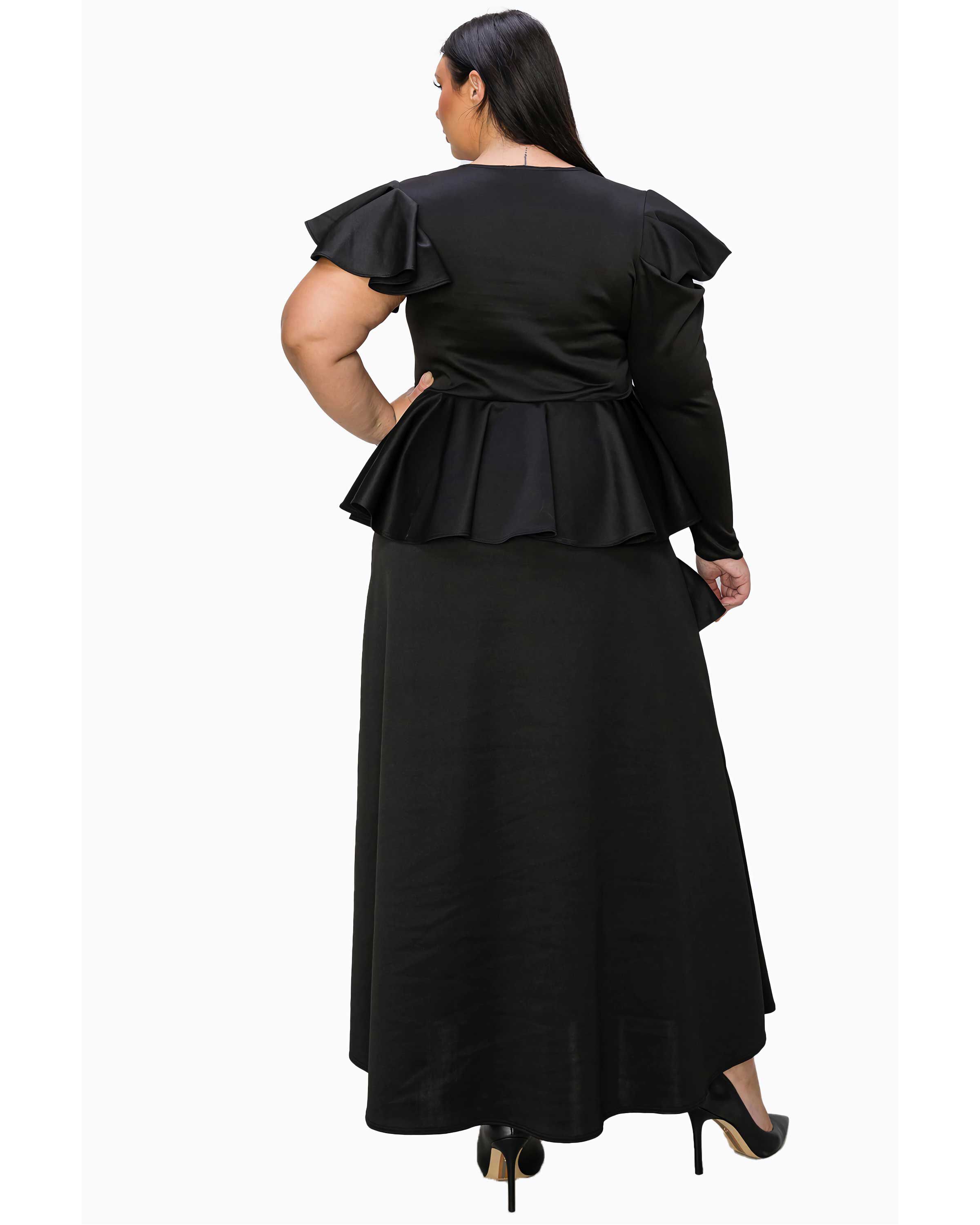 VIVIENNE RUFFLED MAXI DRESS, Black / Black, alternate image number 2