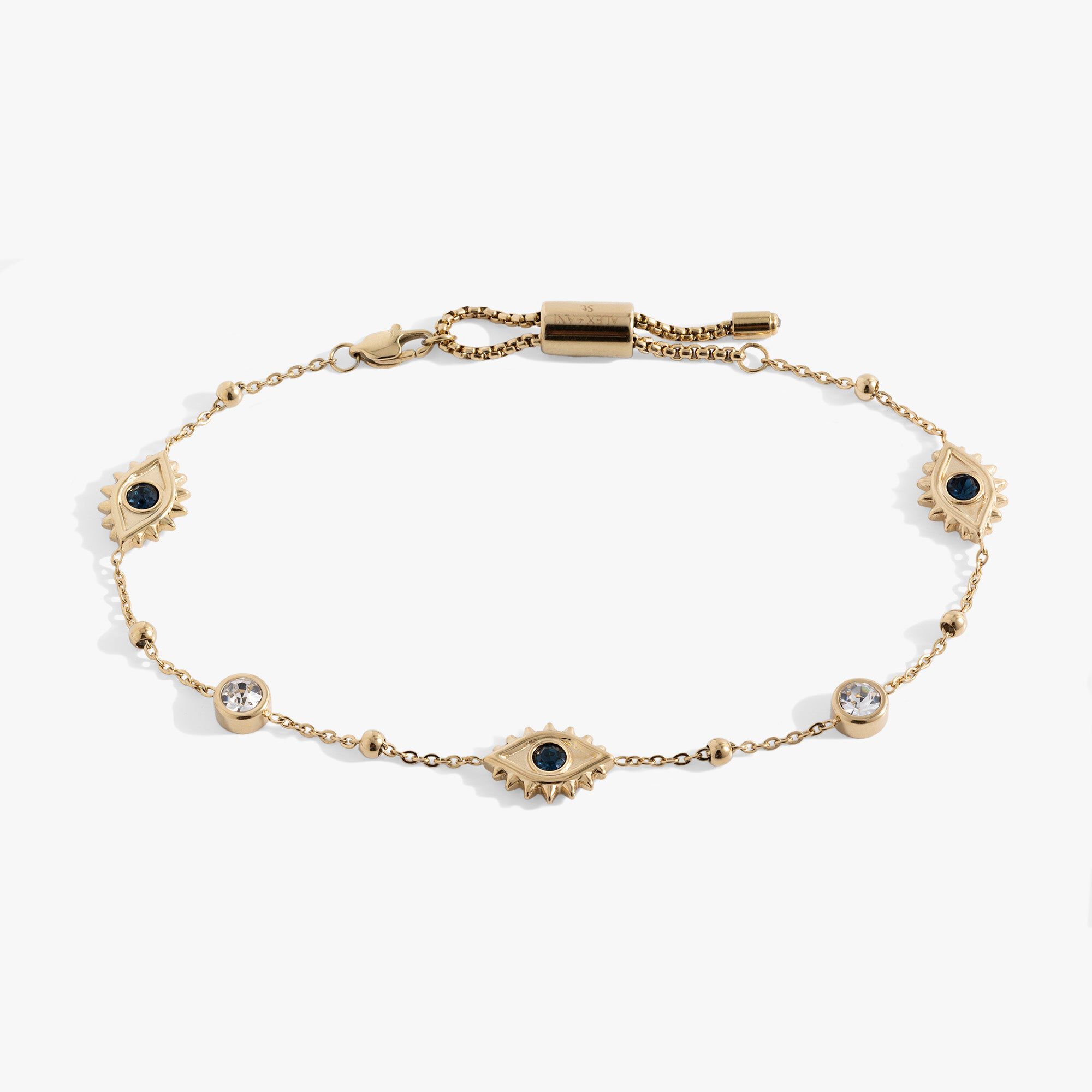 Evil Eye Crystal Anklet, Gold / Gold, hi-res image number 0