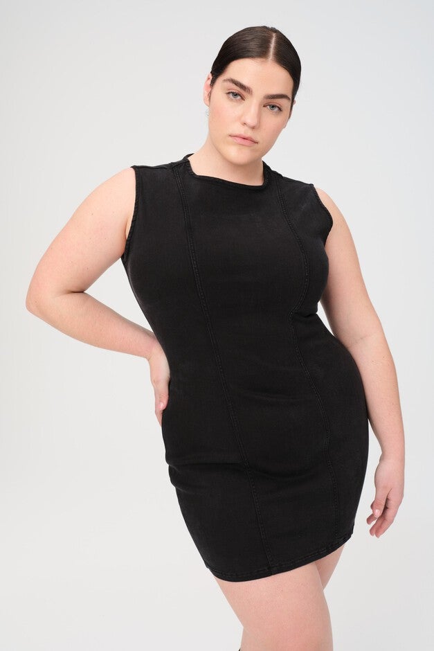 OPO PLUS - DENIM MINI DRESS | JET BLACK, JET BLACK / Black, hi-res image number 0